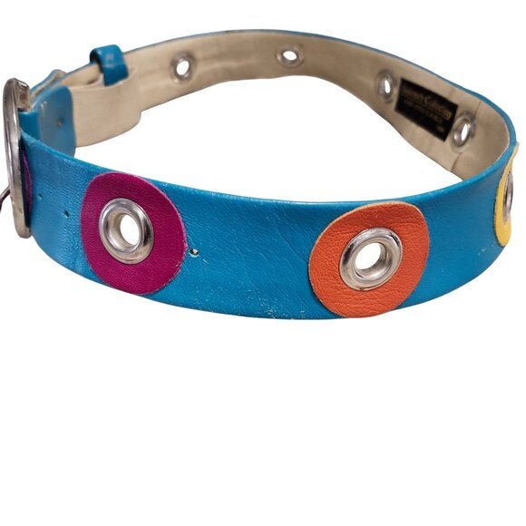 Vintage Salena’s Collection 1991 Leather Belt Colorful Silver Buckle Grommets main image 9